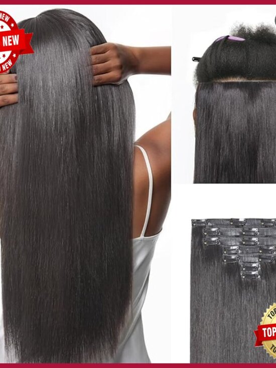 Silky Straight 16 Inch Clip In Hair Extensions 100g 2 Pack Human Hair